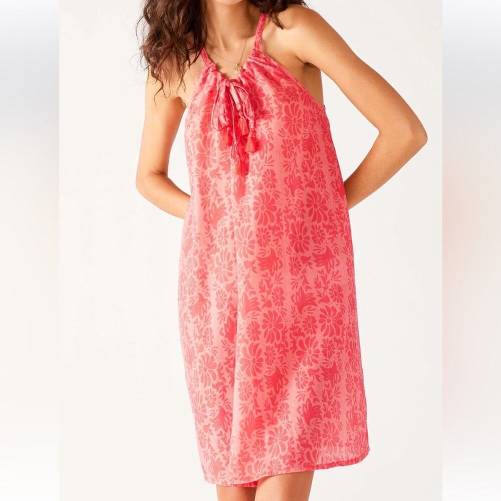 NWT Mersea Light & Breezy Dress Tropical Floral Coral Pink Summer Beachy S/M